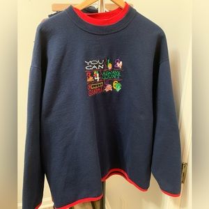 Vintage 90s You Can Always Count On Grandma Sweatshirt - PLUS 1X - Navy & Red